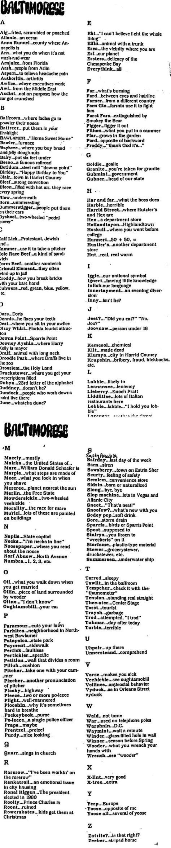 Baltimorese Baltimore Or Less