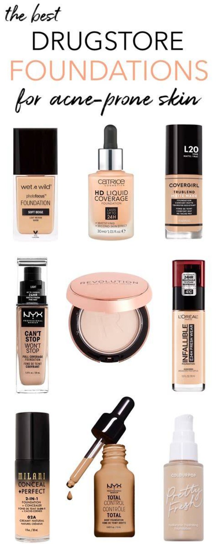 Best Drugstore Foundations For AcneProne Skin (Mostly Under 10!)