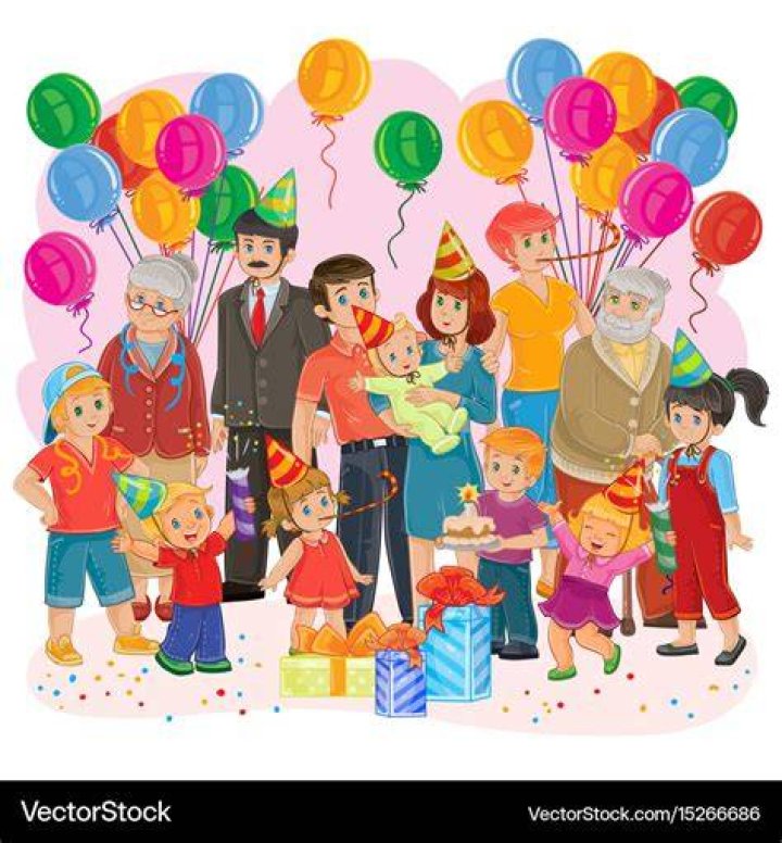 Big happy family together celebrate a birthday Vector Image