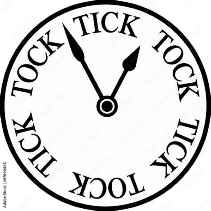 Black White Tick Tock Clock Illustration Black Isolated White
