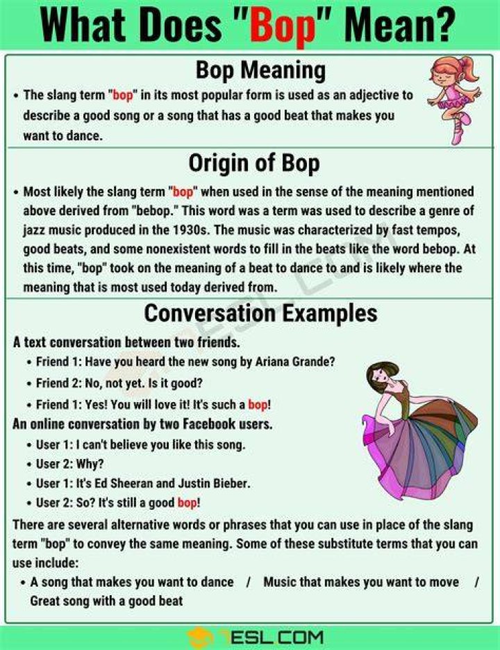 Bop Meaning What is "Bop" and When Should You Use It? &bull; 7ESL