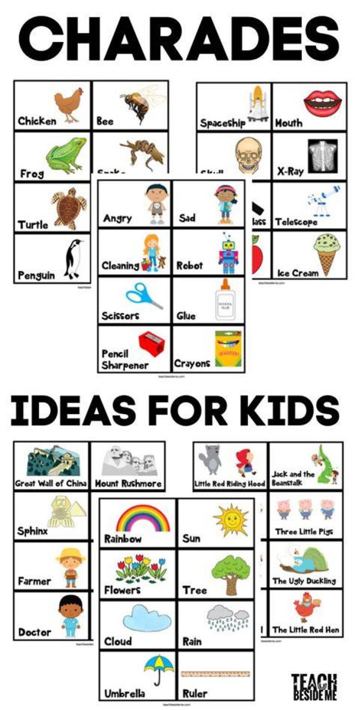 Charades Idea Cards for Kids Etsy Charades for kids, Charades, Kids