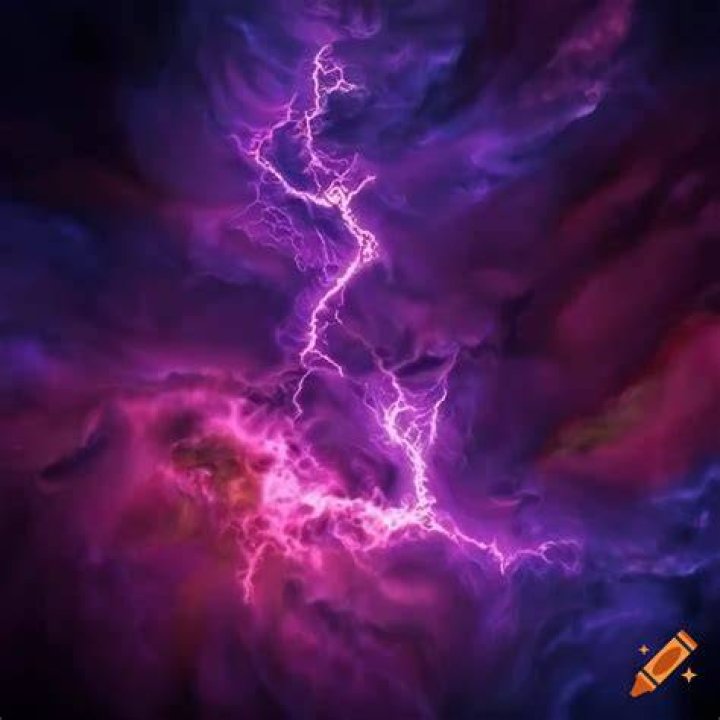 Fractal cosmic hellscape with purple storms and lightning on Craiyon