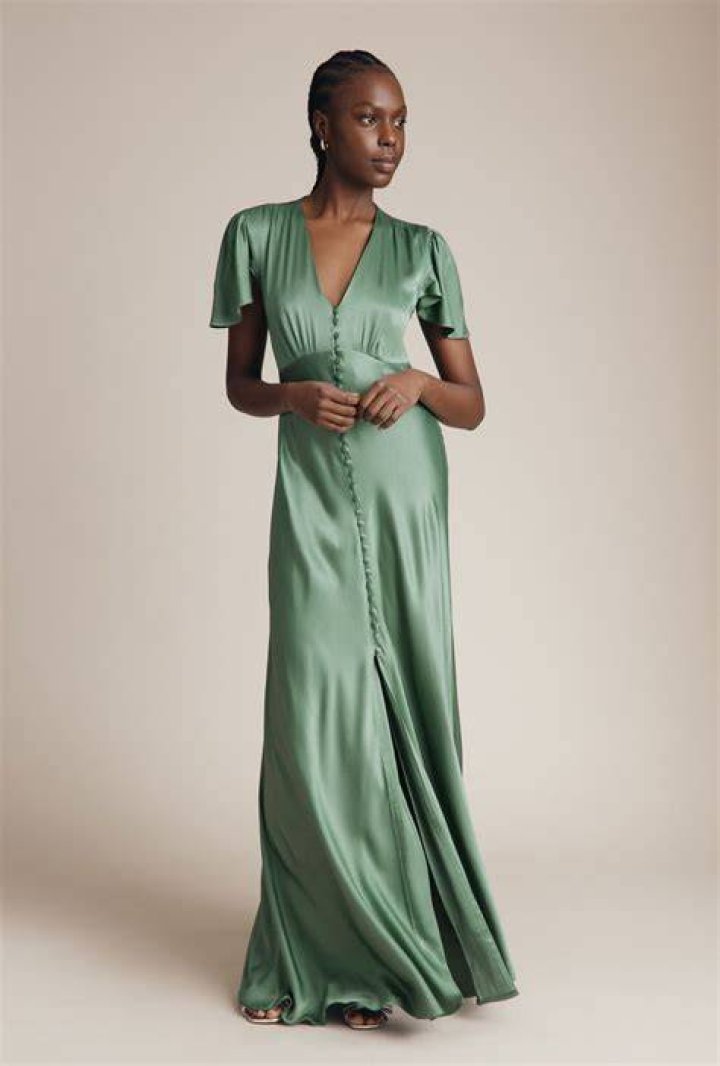 Ghost Delphine Satin Maxi Dress, Slate Blue at John Lewis & Partners
