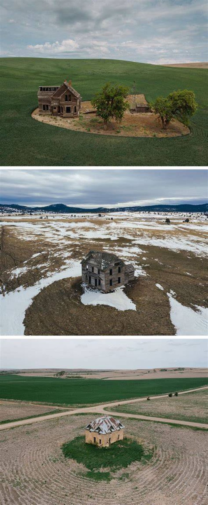 Ghostly Aerial Photos Frame Isolated and Abandoned Houses Scattered
