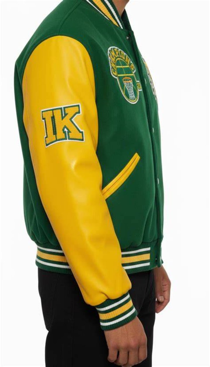 Green and yellow Varsity flight style... Depop