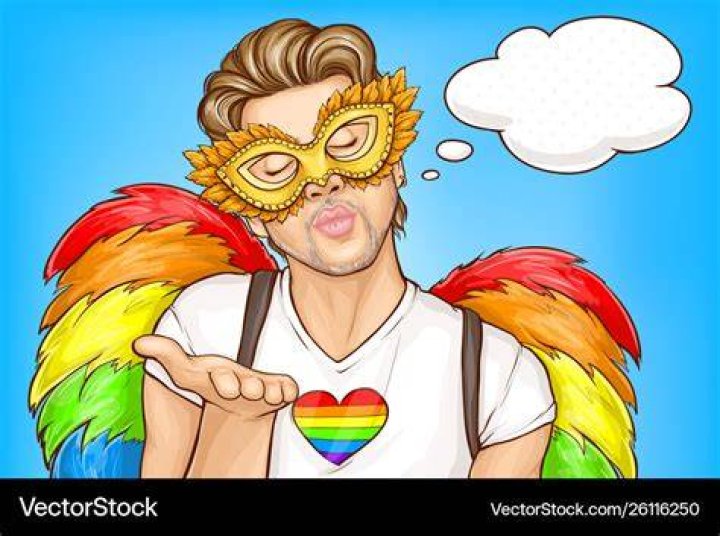 Homosexual man blowing air kiss PreDesigned Vector Graphics
