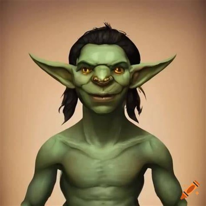 Illustration of a chubby goblin with long hair on Craiyon