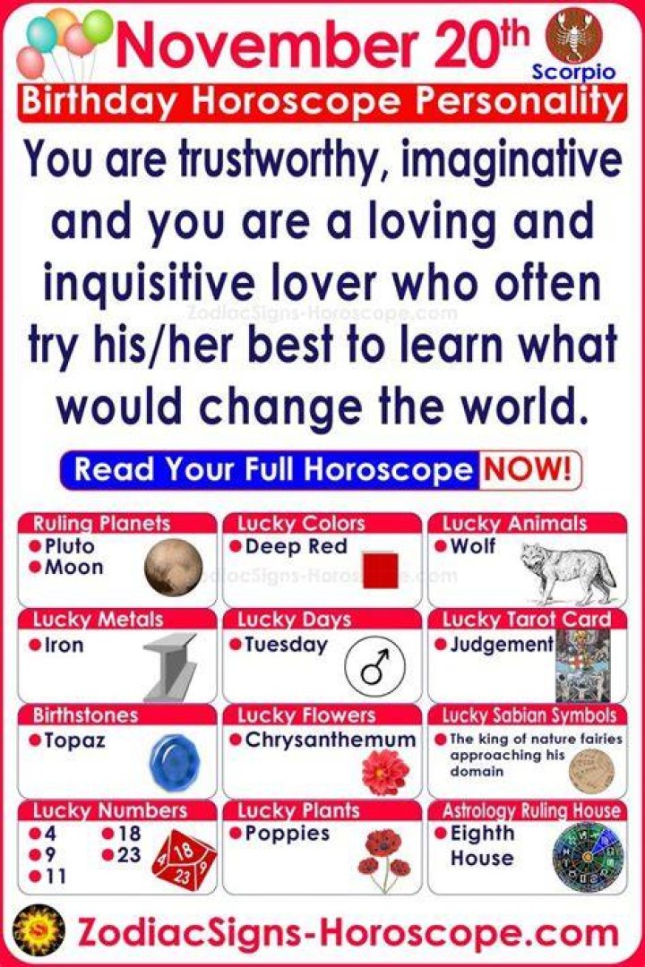 November 20 Zodiac, Personality, Horoscope, and More &bull; Astrologify