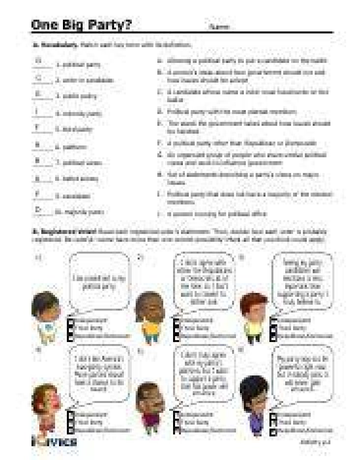 One Big Party Activity Fillable Answer Key &rsaquo; Athens Mutual Student Corner