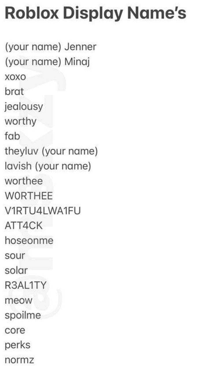 Robloxt Display Name&rsquo;s Ideas 1/2 Name for instagram, Usernames for