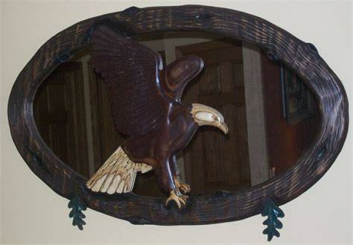 Sabella Custom Furniture Carved Oval Wolf Mirror 200