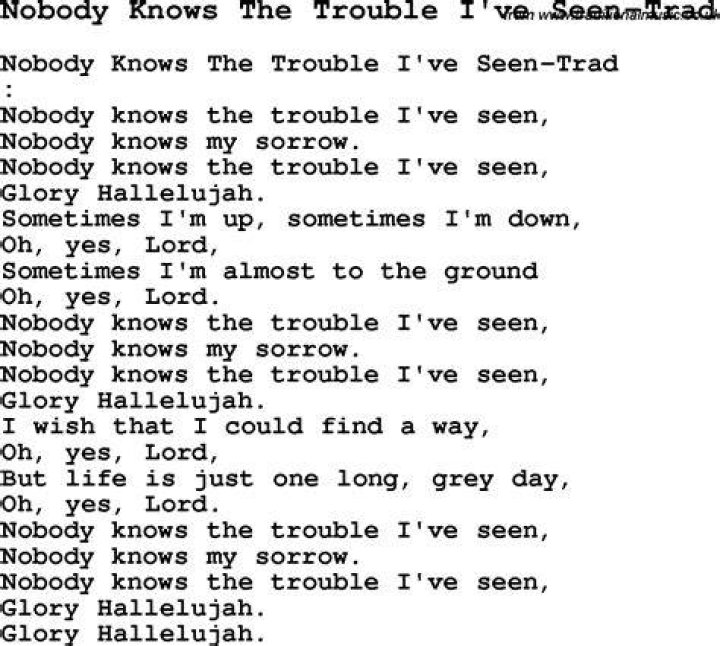 Skiffle Lyrics for Nobody Knows The Trouble I've SeenTrad