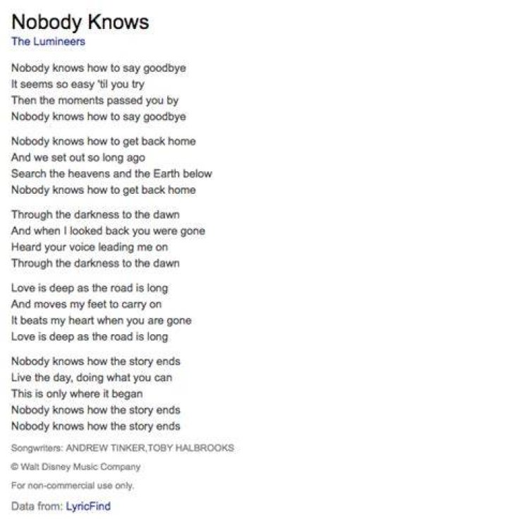The Lumineers Nobody Knows (Lyrics) YouTube