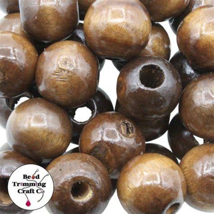 Wood 25mm Round Brown Bead, Trimming & Craft Co